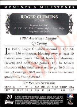 2007 Topps Moments & Milestones #20-106 Roger Clemens Back