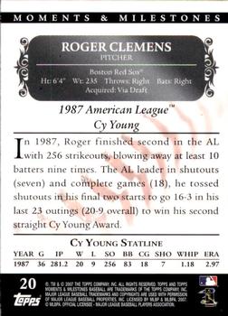 2007 Topps Moments & Milestones #20-108 Roger Clemens Back
