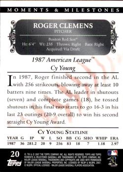 2007 Topps Moments & Milestones #20-112 Roger Clemens Back