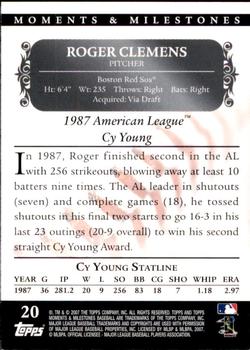 2007 Topps Moments & Milestones #20-125 Roger Clemens Back