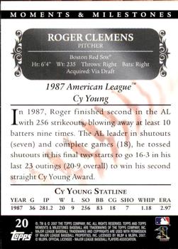 2007 Topps Moments & Milestones #20-129 Roger Clemens Back