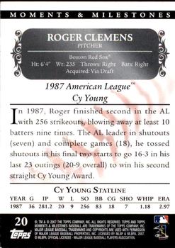 2007 Topps Moments & Milestones #20-140 Roger Clemens Back