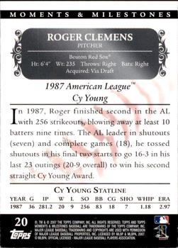 2007 Topps Moments & Milestones #20-142 Roger Clemens Back