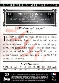 2007 Topps Moments & Milestones #22-35 Chipper Jones Back
