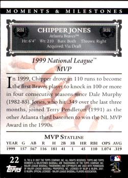 2007 Topps Moments & Milestones #22-63 Chipper Jones Back