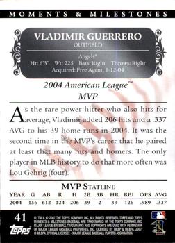 2007 Topps Moments & Milestones #41-37 Vladimir Guerrero Back