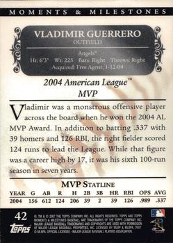 2007 Topps Moments & Milestones #42-8 Vladimir Guerrero Back