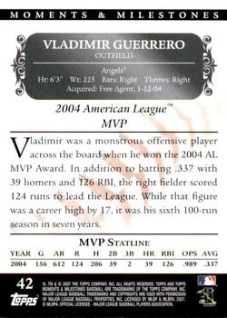 2007 Topps Moments & Milestones #42-23 Vladimir Guerrero Back