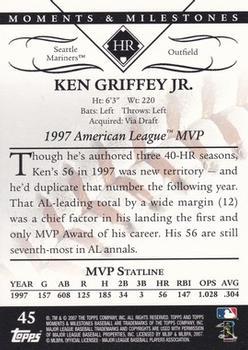 2007 Topps Moments & Milestones #45-2 Ken Griffey Jr. Back