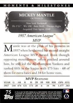 2007 Topps Moments & Milestones #75-122 Mickey Mantle Back