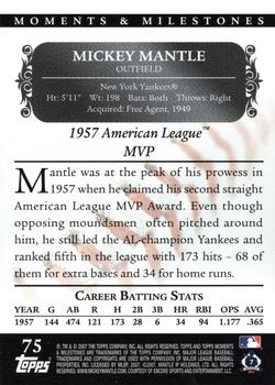 2007 Topps Moments & Milestones #75-123 Mickey Mantle Back
