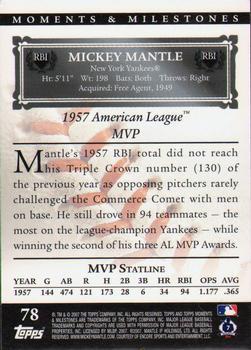 2007 Topps Moments & Milestones #78-82 Mickey Mantle Back