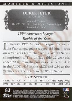 2007 Topps Moments & Milestones #83-10 Derek Jeter Back