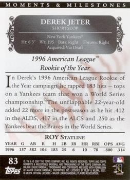 2007 Topps Moments & Milestones #83-63 Derek Jeter Back