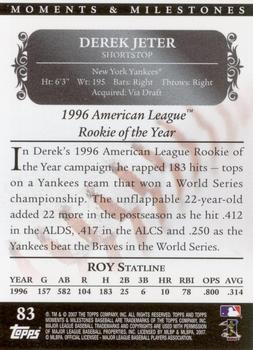 2007 Topps Moments & Milestones #83-79 Derek Jeter Back