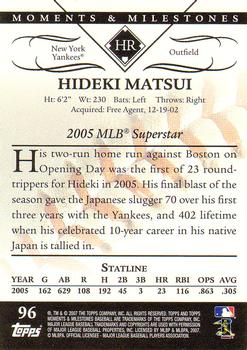 2007 Topps Moments & Milestones #96-2 Hideki Matsui Back