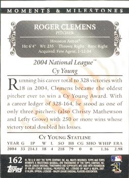 2007 Topps Moments & Milestones #162-201 Roger Clemens Back