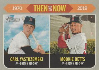 2019 Topps Heritage - Then and Now #TN-9 Carl Yastrzemski / Mookie Betts Front