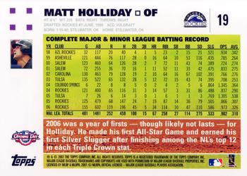 2007 Topps Opening Day #19 Matt Holliday Back