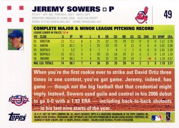 2007 Topps Opening Day #49 Jeremy Sowers Back