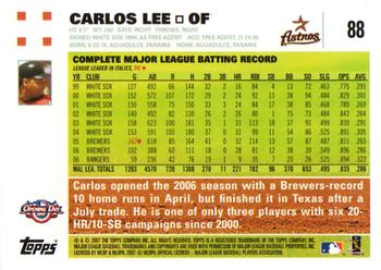 2007 Topps Opening Day #88 Carlos Lee Back