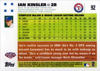 2007 Topps Opening Day #92 Ian Kinsler Back