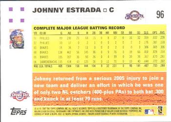 2007 Topps Opening Day #96 Johnny Estrada Back