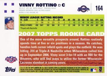 2007 Topps Opening Day #164 Vinny Rottino Back