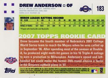 2007 Topps Opening Day #183 Drew Anderson Back
