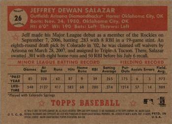 2007 Topps Rookie 1952 Edition #26 Jeff Salazar Back