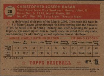 2007 Topps Rookie 1952 Edition #28 Chris Basak Back
