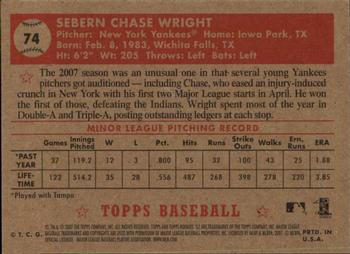 2007 Topps Rookie 1952 Edition #74 Chase Wright Back