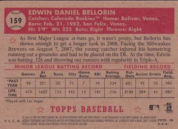 2007 Topps Rookie 1952 Edition #159 Edwin Bellorin Back