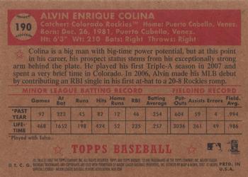 2007 Topps Rookie 1952 Edition #190 Alvin Colina Back
