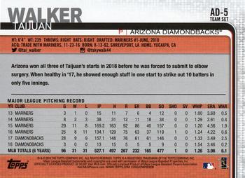 2019 Topps Arizona Diamondbacks #AD-5 Taijuan Walker Back