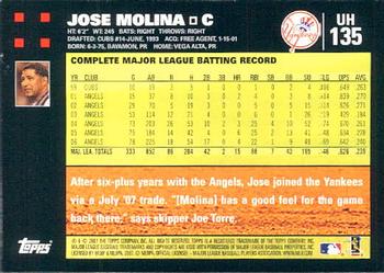 2007 Topps Updates & Highlights #UH135 Jose Molina Back