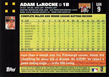 2007 Topps Updates & Highlights #UH9 Adam LaRoche Back