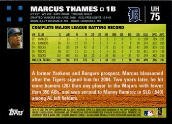 2007 Topps Updates & Highlights #UH75 Marcus Thames Back