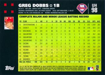 2007 Topps Updates & Highlights #UH98 Greg Dobbs Back