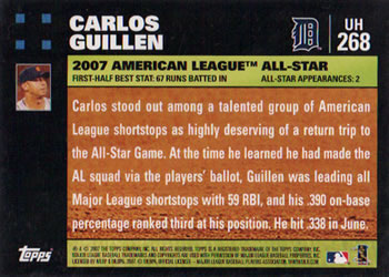2007 Topps Updates & Highlights #UH268 Carlos Guillen Back