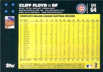 2007 Topps Updates & Highlights #UH64 Cliff Floyd Back
