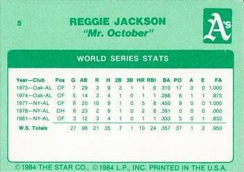 1985 Star Reggie Jackson - Separated #5 Reggie Jackson Back