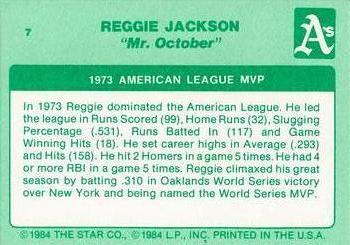 1985 Star Reggie Jackson - Separated #7 Reggie Jackson Back