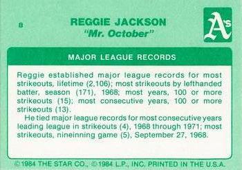1985 Star Reggie Jackson - Separated #8 Reggie Jackson Back