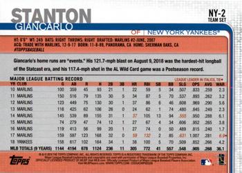 2019 Topps New York Yankees #NY-2 Giancarlo Stanton Back