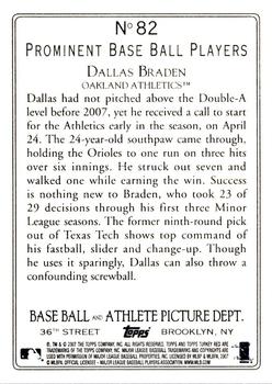 2007 Topps Turkey Red #82 Dallas Braden Back