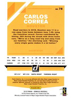 2019 Donruss - Season Stat Line #78 Carlos Correa Back
