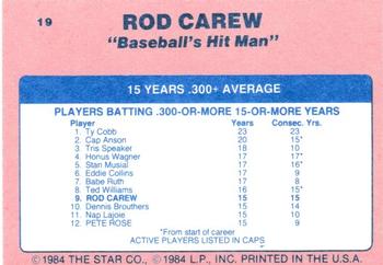 1986 Star Rod Carew - Separated #19 Rod Carew Back