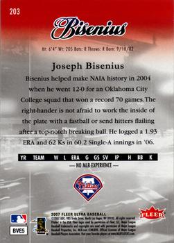 2007 Ultra #203 Joe Bisenius Back