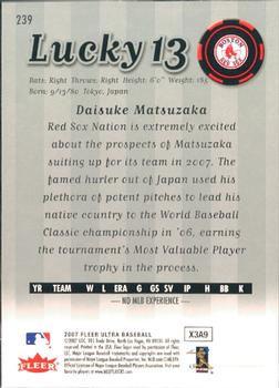 2007 Ultra #239 Daisuke Matsuzaka Back